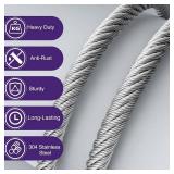 $$! hannger 5/16 Stainless Steel Cable 125ft, 7x19 Strand Wire Rope Cable, 9000 lbs Break Strength, Steel Cables with Loops, Wire Rope Clamps, Thimble for Boat Lifts, Zip line, Deck Railing