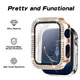 YouthRun Magnetic Band Compatible with Apple Watch 38mm 40mm 41mm 42mm 44mm 45mm Stainless Steel Metal Strap with Bling Case, Dressy Milanese Loop iWatch Bands for Women (41MM Rose Gold)