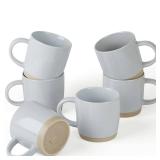 famiware Coffee Mugs for 6, 12 oz Mug Set, Dringking Cup with Handle for Coffee, Tea, Cocoa, Milk, Milkyway serise, Ligth Gray