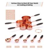 Joyhill Copper Measuring Cups and Spoons Set of 10 Piece, Stainless Steel Nesting Measuring Cup Set with Soft Touch Silicone Handles for Dry and Liquid Ingredients