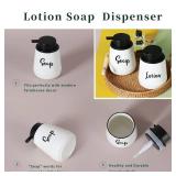 LEETOYI Farmhouse Ceramic Soap and Lotion Dispenser Set with Pump 14oz for Bathroom (White)