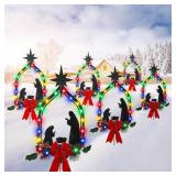 Mumufy 6 Pcs 32 Inch Solar Christmas Grave Decorations Nativity Scene Outdoor Solar Stake Lights Cemetery Grave Decorations Holy Nativity Set for Yard Garden Lawn Pathway Memorial Gifts(Classic)