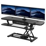 VERSADESK PowerPro 48" - Black - Extra Wide Electric Standing Desk Converter - Height Adjustable Sit to Stand Desk Riser w/ Keyboard Tray & USB Charging Hub, Holds up to 80 Lbs or 4 x 27 Monitors 