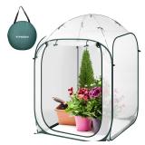 VIVOSUN 39x39x63-Inch Portable Walk-in Greenhouse, with PVC Cover & Detachable Base, Instant Pop-up and Folding, Mini Greenhouse with Roll-Up Door & Mesh Window for Indoor Outdoor, Wind Ropes Included