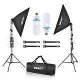 EMART Softbox Lighting Kit, 20"x28" Soft Box Lights Photography Accessories with 125W 5500K CFL Light Bulbs, Professional Camera Photography Lighting Kit for Studio Video Recording, Filming, Podcast