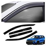 SAOKNCE 4 Pieces Tape-on Extra Durable Rain Guards Fit for 2022-2024 Volkswagen Taos,Window Deflectors,Window Visors (Smoke Black)