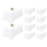 Showgeous 10 Pack White Tablecloth 90 x 132 Inch, Rectangle Tablecloth for 6 Foot Table, Rectangular Polyester Table Cloth Stain and Wrinkle Resistant Washable Fabric Table Covers for Wedding Parties