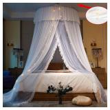 AIKASY Princess Bed Canopy for Girls & Adults, Elegant Double-Layer Bed Curtain, Children