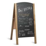 Ilyapa A-Frame Chalkboard Sidewalk Sign - 20 x 40 inches, Rounded Top Folding Standing Sandwich Sign â Sturdy Freestanding Barnwood Chalk Board Sandwich Menu Display for Restaurant, Business, Wed