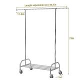LiaMeE Heavy Duty Clothing Racks for Hanging Clothes, Adjustable Rolling Commercial Garment Rail on Wheels, Free Standing Standard Rod & Shelf for Wardrobe Organization, Chrome Plated