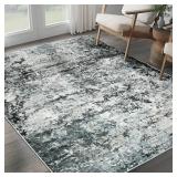 $$! Miukiki 8x10 Area Rugs for Living Room,Anti-Slip Backing Washable Rug,Stain Resistant Modern Abstract Large Area Rug,Ultra-Thin Room Decor Rugs (Grey/Brown,8