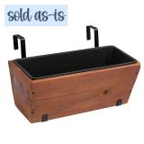Recycled Wood Deck Rectangular Hanging Planter, 2-Pack, Brown, Classic, Rustic, 18.9" x 7.87" x 7.5"
