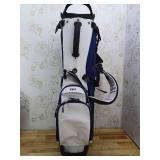 $$! KVV Lightweight Golf Stand Bag with 7 Way Full-Length Dividers, 5 Zippered Pockets, Automatically Adjustable Dual Straps?Elegant Design(Blue/White)