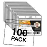 100 Pack Clear Badge Holder Lanyard Id Holder Plastic Name Badge Holder Clear Id Badge Holder (4X3)