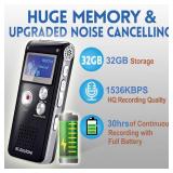 32GB Digital Voice Recorder - Voice Activated Recorder with Playback Upgraded Portable Tape Recorder for Lectures, Meetings, Interviews, Audio Recorder Dictaphone USB, MP3, Password