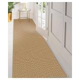 KOZYFLY Washable Runner Rug 2.6x10 ft Hallway Kitchen Runner Rugs with Rubber Backing Bobo Natural Jute Entryway Runner Indoor, Long Carpet Runners for Hall Kitchen Entryway