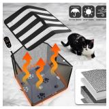 Rest-Eazzzy Cat House, Outdoor Cat Bed, Weatherproof Cat Shelter for Outdoor Cats Dogs and Small Animals (Grey S)