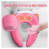 Gimars Portable Travel Potty Seat for Toddlers, Large Folding Travel Potty Seat For Kids Fits All Shape Toilet, Foldable Toilet Seat for Boys & Girls With 6 Non-Slip Silicone Pad, Free Carry Bag, Pink