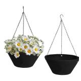 2pcs 10inch 300G Heavy Duty Thickened Non-Woven Hanging Planters Basket with 2pcs Hooks Flower Plant Pot for Porch Decor Planter Pot Hanger Garden Lawn Decoration Indoor Outdoor Hanging Baskets