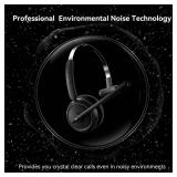 LEVN Wireless Headset for Work, Bluetooth Headset with Noise Canceling Microphone, 65 Hours Woktime & Mute Button, Wireless Headset with Charging Base, Suitable for Call Center/Office/Work from Home -