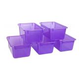 Storex Small Cubby Bin, 12.2 x 7.8 x 5.1 Inches, 5-Pack, Candy Violet (62478U05C)