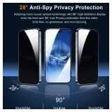 QHOHQ 3 Pack Privacy Screen Protector for iPhone 15 Pro [6.1 Inch] with 3 Pack Camera Lens Protector, Anti Spy Tempered Glass Film, 9H Hardness, HD, Bubble Free, Case Friendly - Black