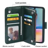Asuwish Phone Case for Samsung Galaxy A05s/A05 Wallet Cover with Tempered Glass Screen Protector and Flower Leather Flip Credit Card Holder Stand Cell Accessories Ao5s Ao5 A 05s 05 Women Dark Green