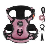IVY&LANE No Pull Dog Harness for Medium Dogs, Dog Vest Harness with Leash, Safety Belt and Storage Strap, Fully Adjustable Harness, 360° Reflective Strip, Soft Handle (Pink, M)