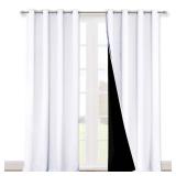 NICETOWN Room Warming Full Shading Curtains for Windows, Super Heavy-Duty Black Lined Blackout Curtains for Bedroom, Privacy Assured Window Treatment (White, Pack of 2, 52 inches W x 95 inches L)