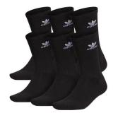 adidas Originals Trefoil Crew Socks (6-Pair), Black, Medium