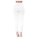 DLAYBGFA Ripped Skinny Jeans for Women High Waisted Stretch Slim Fit Distressed Butt Lifting Denim Jeans Pants(White,L)