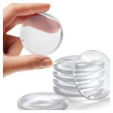 Strongest Wall Door Handle Stopper 2" Set. 6 Pieces of Clear Rubber Knob, Round Wall Shield Cushion. Guard Door Bumper Wall Protector Silencer. Self Adhesive
