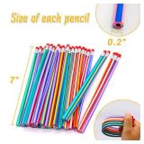 Qyyiguf 40 Pcs 7 Inch Flexible Pencils,Soft Novelty Pencil,Multi Colored Striped Soft Pencil with Eraser for Valentine