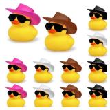 Cowboy Duck with Hat and Sunglasses Mini Duckies Toys for Birthday Swimming Party Gift Favor (Design A)