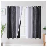 Estelar Textiler Ombre Greyish White and Black Blackout Curtains & Drapes 54 Inch Length 2 Panels for Bedroom, Thermal Insulated Full Light Blocking Grommet Blackout Drapes for Bathroom, 52Wx54L