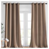 Nicetown Set of 2 Panels 52 by 95 Inch Cappuccino Bedroom Blackout Curtains And Gray Shower Curtain 36 x 72 Inch