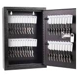 Sumerfnt Key Box Wall Mount Key Cabinet with Combination Lock Steel Key Storage Box for Wall 40 Key Hooks Off - Black