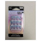 Artificial Fashion Nails - Pink & Blue Glitter with Gems