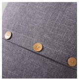 Grey Linen Throw Pillow Covers with 3 Wood Buttons in Center