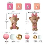 Bear Cake Toppers Balls Cake Decorations with BABY Letters for Baby Shower Gender Reveal Bear Themed Birthday Party Supplies (Girl)