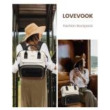 LOVEVOOK Mini Backpack for Women, Cute Small Backpacks Purse, Fashion Bag for Work Travel Gift, 14 inch Lightweight Daypack, Beige-Black-Brown