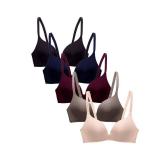 Pack of 5,Women Comfort No Wire Bras Seamless No Show Bra Pack (QBY1, 36A)