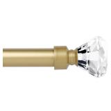 KNOBWELL Golden Curtain Rod, Decrative Single Curtain Rod 1 Inch Diameter Adjustable Drapery Rod Extends from 22 to 42 Inches with Crystal Diamond Finials, Brass Cafe Window Rods