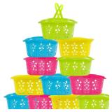 Zcaukya 12 Packs Easter Baskets, 6.5"x4.5"x3.2" Colorful Plastic Kids Easter Baskets with Handles, Empty Plastic Easter Basket for Easter Egg Hunt Party Favors
