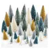 Fomlily 30 Pieces Miniature Pine Trees Sisal Trees with Wood Base Christmas Tree Set Tabletop Trees for Miniature Scenes, Christmas Crafts Tabletop Decorecture Trees