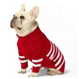 Fitwarm Dog Striped Knitted Sweater, Thermal Turtleneck Pet Coat, Dog Winter Clothes for Small Dogs Boy Girl, Cat Apparel, Red, Medium