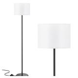 Modern Floor Lamp Simple Design with White Shade, Foot Pedal Switch, Tall Lamps for Living Room Bedroom Office Dining Room Kitchen, Black Pole Lamp(without Bulb)