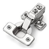 Ravinte 10 Pack 5 Pairs Short Arm Kitchen Cabinet Hinges for 5/8 Inch Overlay Cabinet, Brushed Nickel 105 Degree Opening Angle Hinges, Soft Close Concealed with Mounting Screws for Face Frame Door