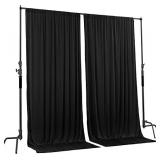 AK TRADING CO. 10 feet x 10 feet IFR Polyester Backdrop Drapes Curtains Panels with Rod Pockets - Wedding Ceremony Party Home Window Decorations - Black