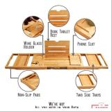 XcE Foldable Bathtub Tray Expandable to 105cm for Luxury Bath, Bath Tray for Bathtub (Bamboo)